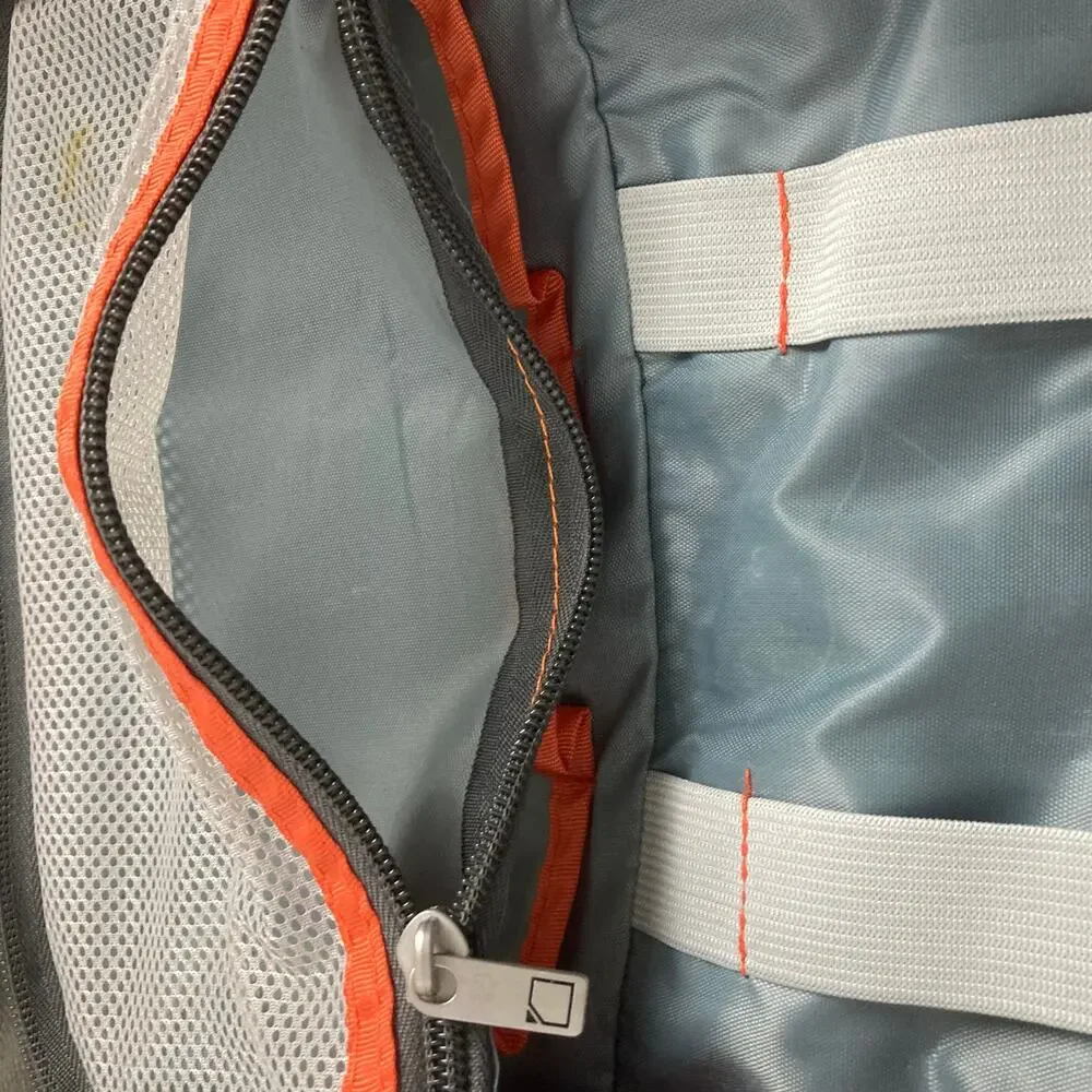 Lewis N Clark Toiletry Bag Gray Orange Trim Handle Travel Hang Mesh Pocket 9x9